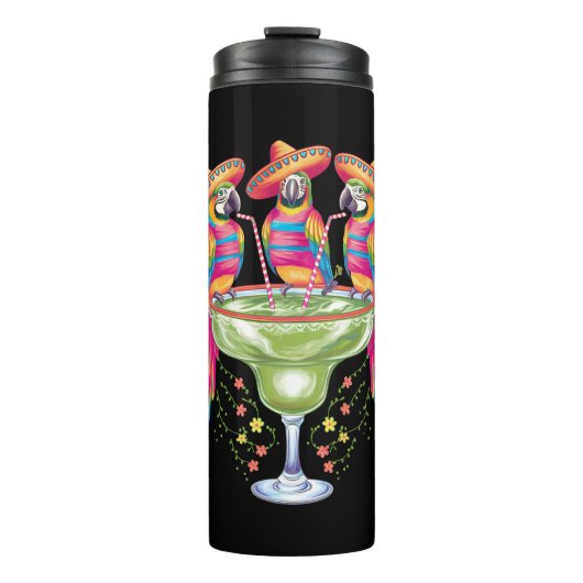Parrot Cinco De Mayo Funny Drinks Mexican Fiesta Thermosbecher (Vorderseite)