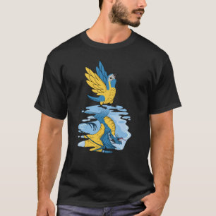 Parrot & Dragon Reflection I Blauer geworfen Maca T-Shirt