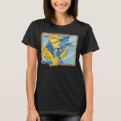 Parrot & Dragon Reflection I Blauer geworfen Maca T-Shirt (Vorderseite)