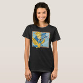 Parrot & Dragon Reflection I Blauer geworfen Maca T-Shirt (Vorne ganz)