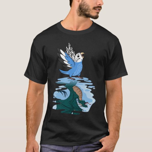 Parrot & Dragon Reflection I Blue Budgie Budgeriga T-Shirt (Vorderseite)