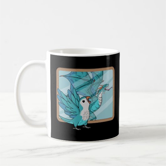 Parrot & Dragon Reflection I Blue Monte Parakeet Q Kaffeetasse (Links)