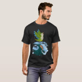 Parrot & Dragon Reflektion I Green Monk Parakeet Q T-Shirt (Vorne ganz)