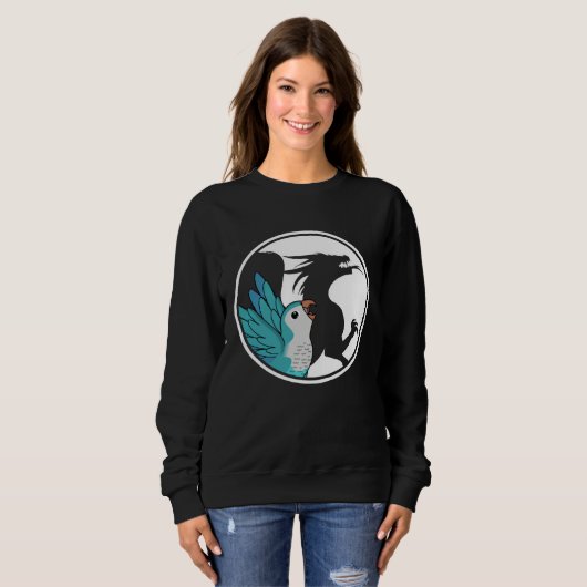 Parrot & Dragon Shadow I Blue Monk Parakeet Quaker Sweatshirt (Vorne ganz)