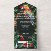 Parrot exotische Dschungelvogel des Paradieses Hoc All In One Einladung (Innen)