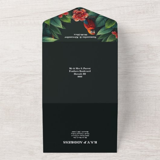 Parrot exotische Dschungelvogel des Paradieses Hoc All In One Einladung (Außenbereich)