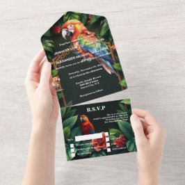 Parrot exotische Dschungelvogel des Paradieses Hoc All In One Einladung