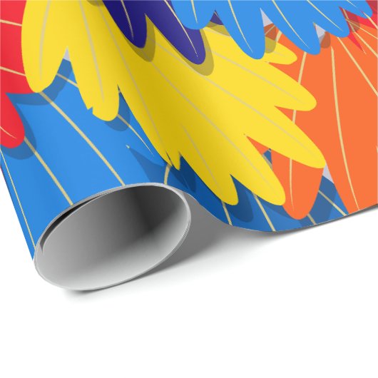 Parrot Feather Pattern Scarlet Macaw Geschenkpapier (Rolleneckpunkt)