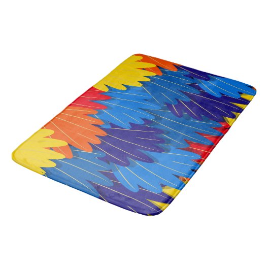 Parrot Feathers Scarlet Macaw Exotic Bird Muster Badematte (Schrägansicht)