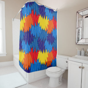 Parrot Feathers Scarlet Macaw Exotic Bird Muster Duschvorhang