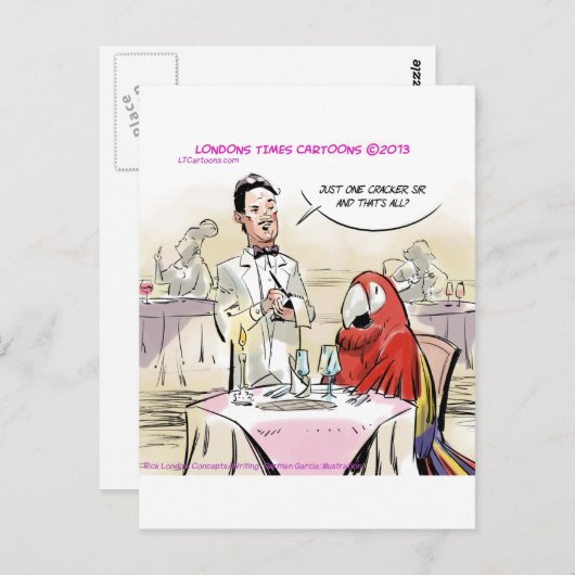 Parrot Fine Dining Funny Postkarte (Vorne/Hinten)