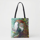 Parrot Floral Tropical Green Funny Toag Tasche (Vorderseite)