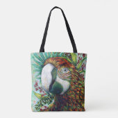 Parrot Floral Tropical Green Funny Toag Tasche (Rückseite)