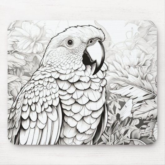 Parrot Friedlich Nature Prairie Sketch Zeichnend K Mousepad (Vorne)