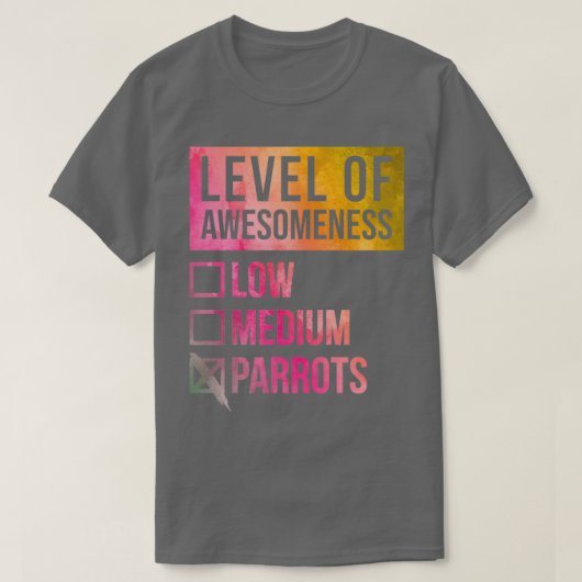 Parrot Funny Art Level von Papageien in Wasserfarb T-Shirt (Design vorne)
