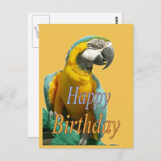 Parrot Happy Birthday individuell anpassbare Postk Postkarte (Vorne/Hinten)