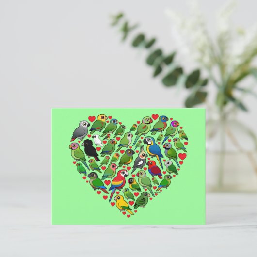Parrot Heart Postkarte (Stehend Vorderseite)