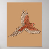 Parrot in Flight, Rust, Cream and Camel Tan Poster (Vorne)