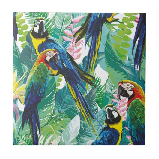 Parrot Jungle Hübsch Blue Green Fliese (Vorderseite)