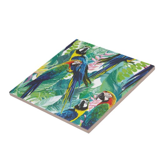 Parrot Jungle Hübsch Blue Green Fliese (Seite)