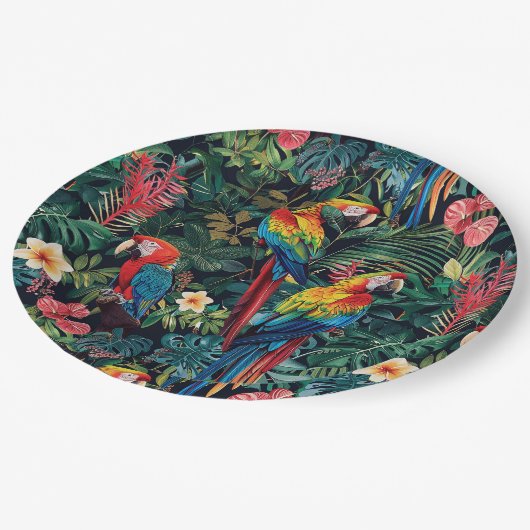 Parrot Jungle Paper Plate Pappteller (Schrägansicht)