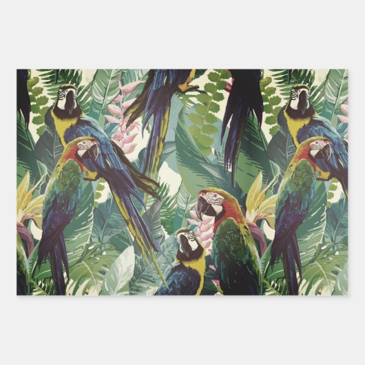 Parrot Jungle Wrapping Paper Flat Sheet Set 3 Geschenkpapier Set (Vorderseite 3)
