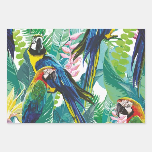 Parrot Jungle Wrapping Paper Flat Sheet Set 3 Geschenkpapier Set (Vorderseite 2)