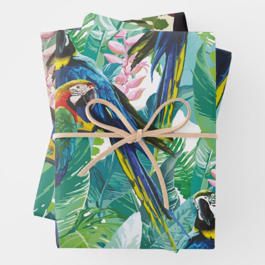 Parrot Jungle Wrapping Paper Flat Sheet Set 3 Geschenkpapier Set (Beispiel)