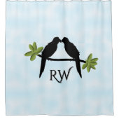 Parrot Liebe Monogram Duschvorhang (Vorderseite)
