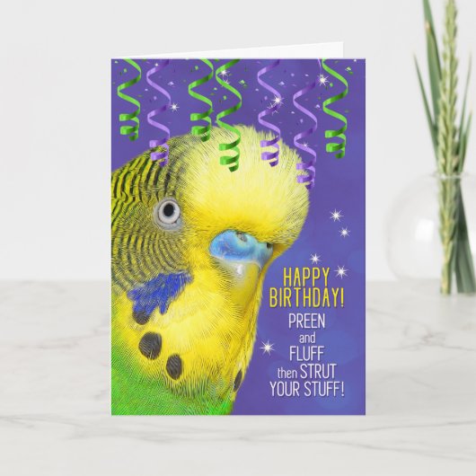 Parrot Lover Geburtstag mit Budgie Fun Bird Lover Karte (Vorderseite)