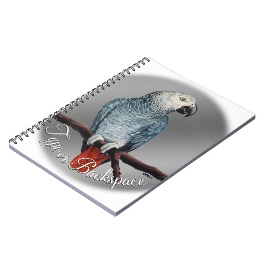 Parrot-Notebook personalisieren Afrikanisches Grau Notizblock (Linke Seite)