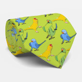 Parrot Pattern Indian Ringneck Green Bird Lover Krawatte (Gerollt)