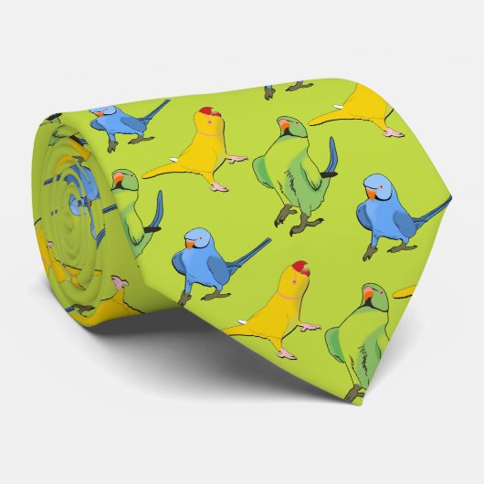 Parrot Pattern Indian Ringneck Green Bird Lover Krawatte (Gerollt)