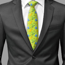 Parrot Pattern Indian Ringneck Green Bird Lover Krawatte