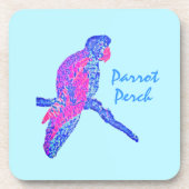 Parrot Perch(Sky-Blue) Untersetzer aus hartem Kuns (Vorderseite)