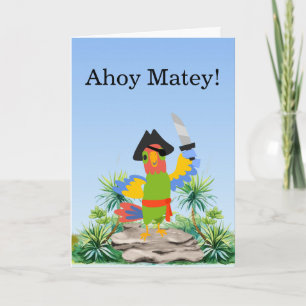 Parrot Pirate Birthday Card Karte
