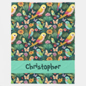 Parrot Playground: A Vibrant Dance of Tropical Fleecedecke (Vorderseite)