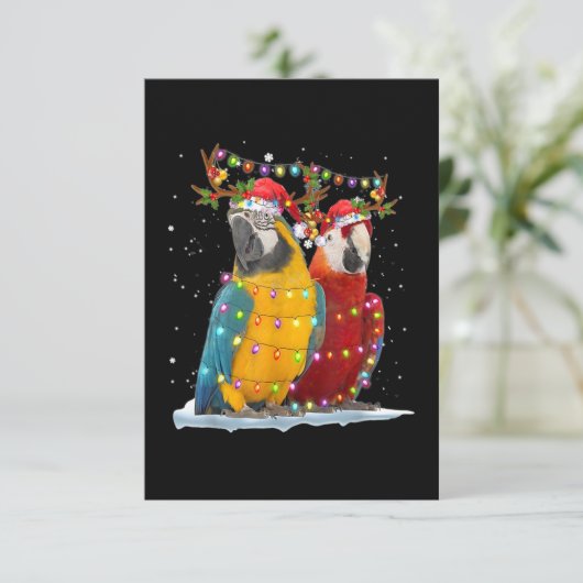 Parrot Reindeer Xmas Weihnachtsfeiertage Karte (Stehend Vorderseite)