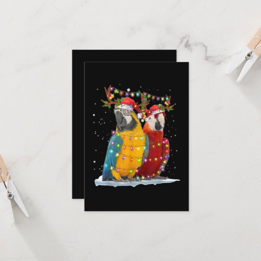 Parrot Reindeer Xmas Weihnachtsfeiertage Karte (Vorderseite/Rückseite Beispiel)