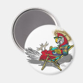 Parrot Relaxen im Strandstuhl Magnet (Vorderseite/Rückseite)