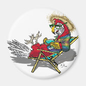 Parrot Relaxen im Strandstuhl Magnet (Vorne)