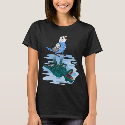 Parrot & Rex Reflection I Blue Budgie Budgerigar T-Shirt (Vorderseite)