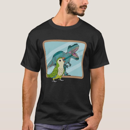 Parrot & Rex Reflection I Green Monk Parakeet Quak T-Shirt (Vorderseite)