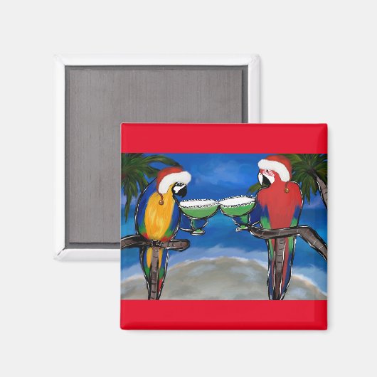 Parrot Santa Magnet (Vorderseite/Rückseite)