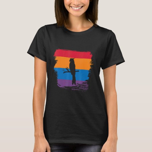 Parrot-Schatten-Silhouette mit farbenfroher Flagge T-Shirt (Vorderseite)