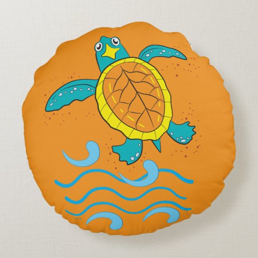 Parrot & Sea Turtle Round Kissen (Rückseite)