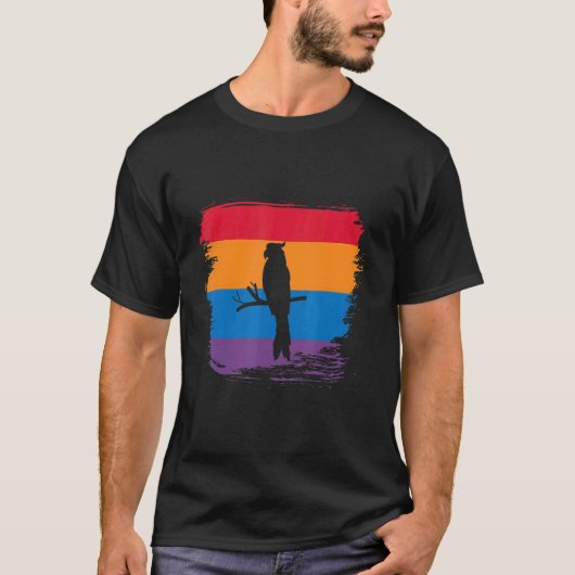 Parrot Shadow Silhouette With Colorful Flag T-Shirt (Vorderseite)