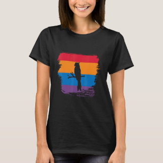 Parrot Shadow Silhouette With Colorful Flag T-Shirt