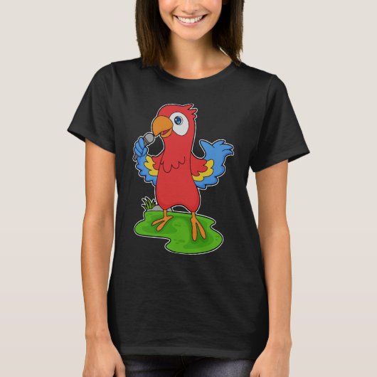 Parrot Singer Microphone Music T-Shirt (Vorderseite)
