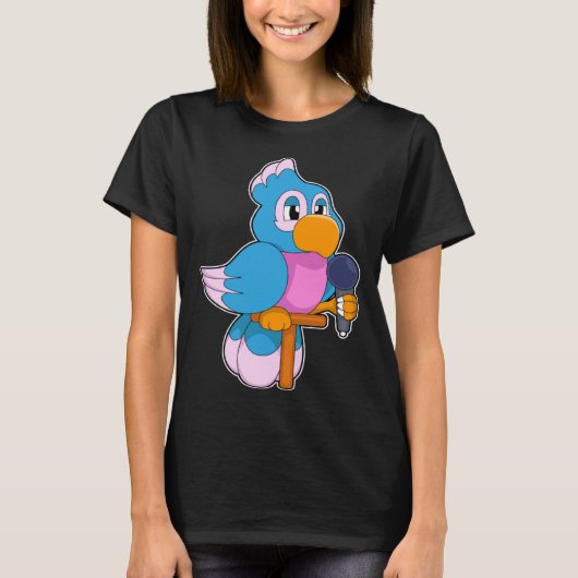 Parrot Singer Microphone Music T-Shirt (Vorderseite)